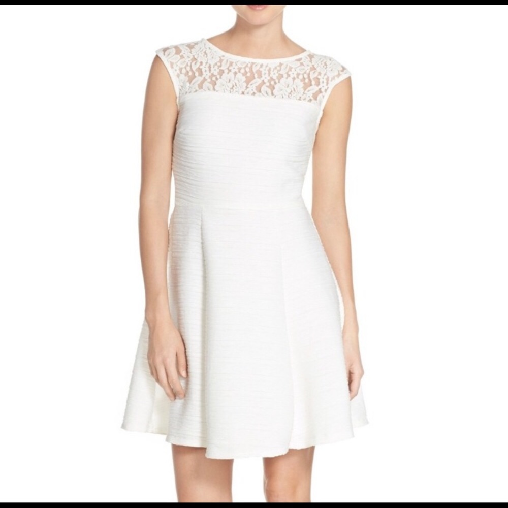 TAYLOR brand white lace midi dress size 12